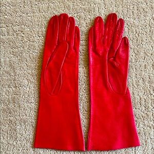 Vintage Italian Red Leather Gloves
